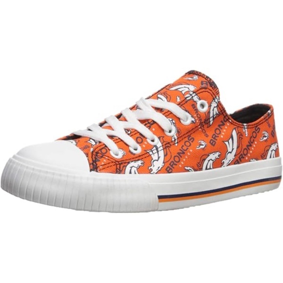 Denver Broncos women's tennis Shoes/sneakers - Orange and White low top canvas 8 - Picture 1 of 6